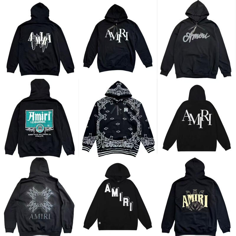 European and American Cross-Border Foreign Trade Autumn and Winter New Amiri Gold Paisley Pattern Hooded Sweatshirt, Unisex Trendy Style