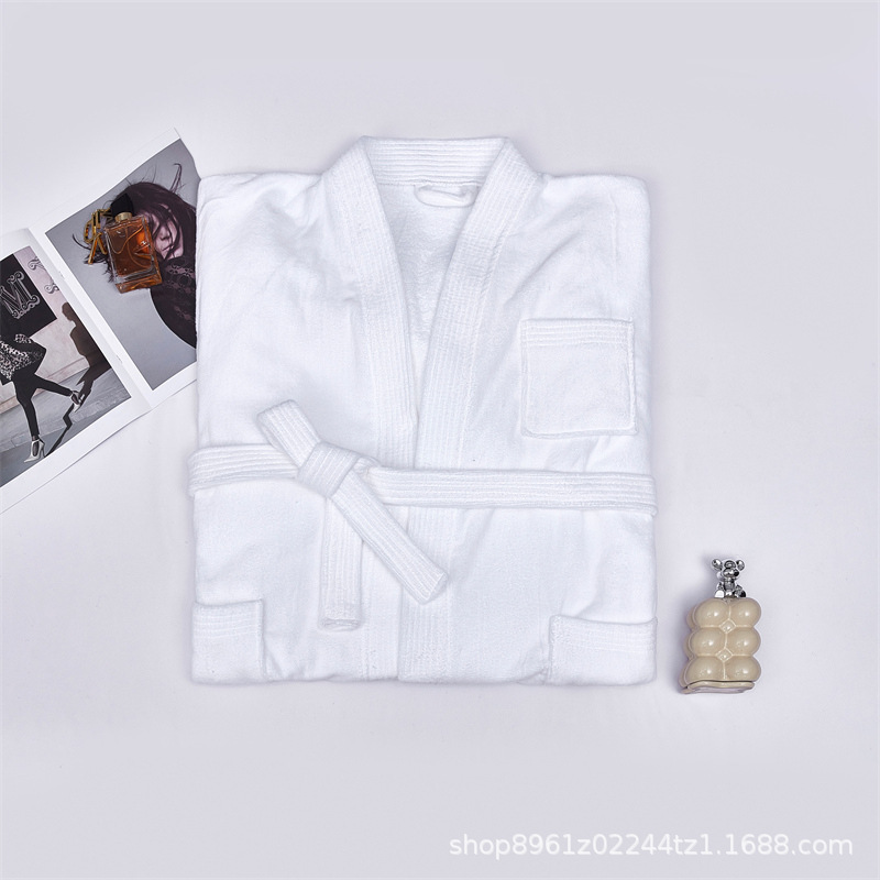 Hotel Pure Cotton Bathrobe Absorbent Towel Material Men's and Women's Bath Robe Autumn and Winter Nightgown Swimming All Year Round 2025 Style
