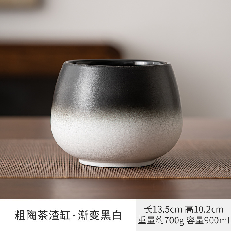 中国式水墨遠山大サイズ茶洗家庭用茶道部品陶磁器カップ洗水洗い水盆廃水茶かすシリンダー|undefined