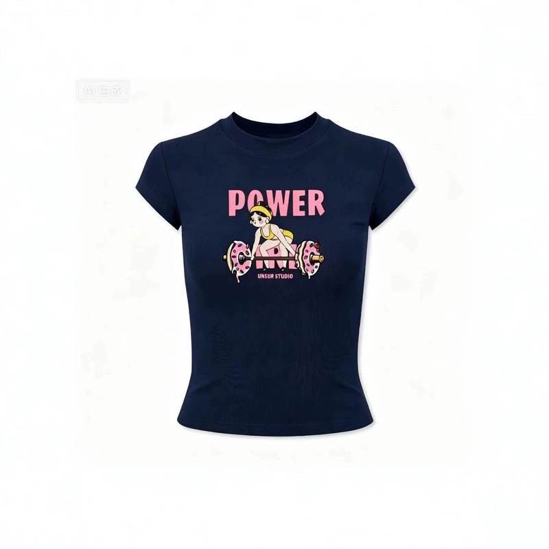Round-neck cute sports casual top, fitness T-shirt, high elasticity, versatile, breathable, sweat-wicking, slimming Round-neck cute sports casual top, fitness T-shirt, high elasticity, versatile, breathable, sweat-wicking, slimming