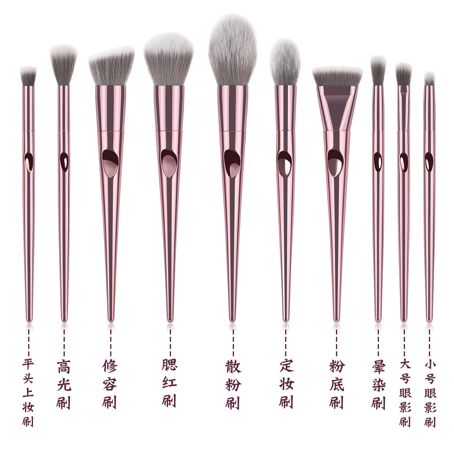 10 pinceles de maquillaje de dedos húmedos y salvajes, pinceles de sombra de ojos de pulgar, pinceles de blush en polvo, conjunto completo de herramientas de maquillaje