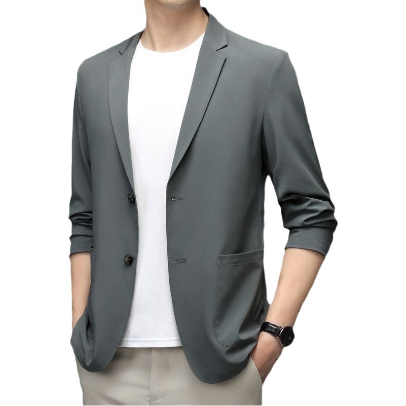 Verano nuevos hombres delgados traje de protección solar casual chaqueta de mediana edad traje de papá transpirable de seda de hielo chaqueta de los hombres