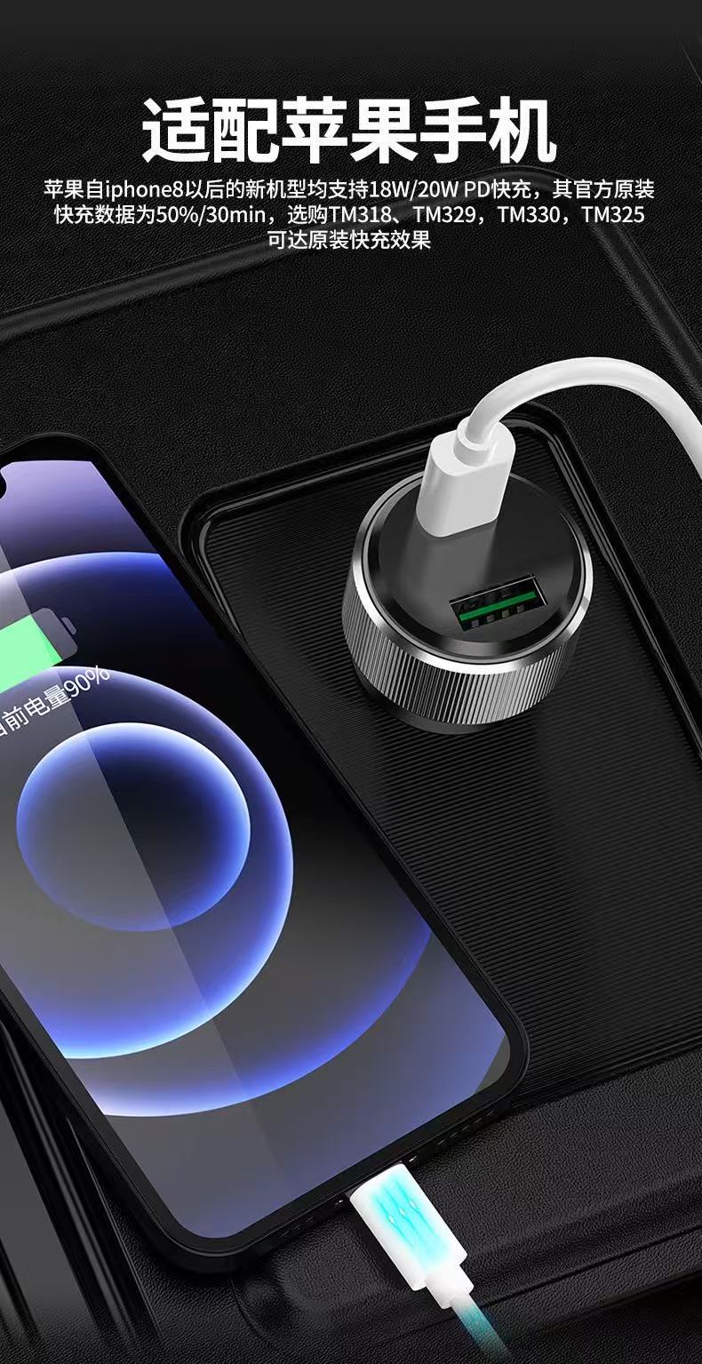 Car Charger Super Fast Charging Dual Cigarette Lighter USB Adapter Multifunctional Car Phone Flash Charger