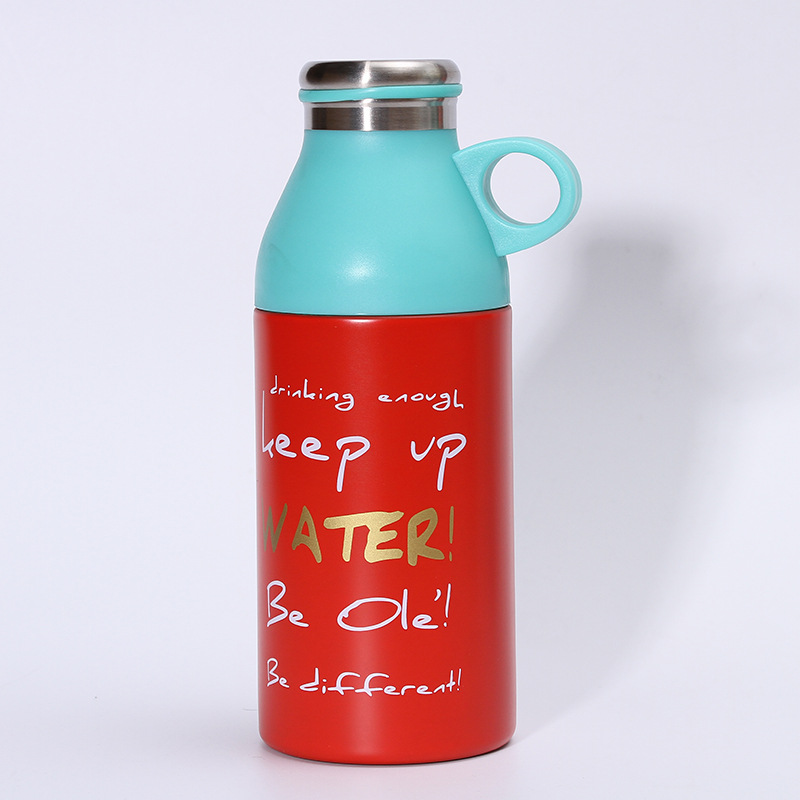 Taza de vacío de acero inoxidable 304 creativa una cubierta de doble uso portátil taza de agua de pareja de estudiantes masculinos y femeninos