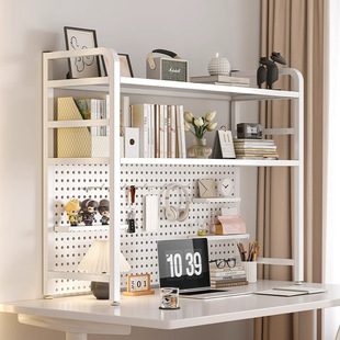 Desktop Perforated Board Storage Rack Study Table Iron Multi-Layer Storage Rack Hardware Shelf Student Desktop Storage Bookshelf