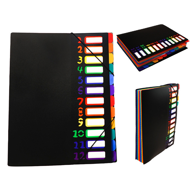 Carpeta multicapa A4 libro de datos blanco carpeta de papel de prueba de estudiante arco iris página de clasificación pp carpeta de archivo carpeta de caso