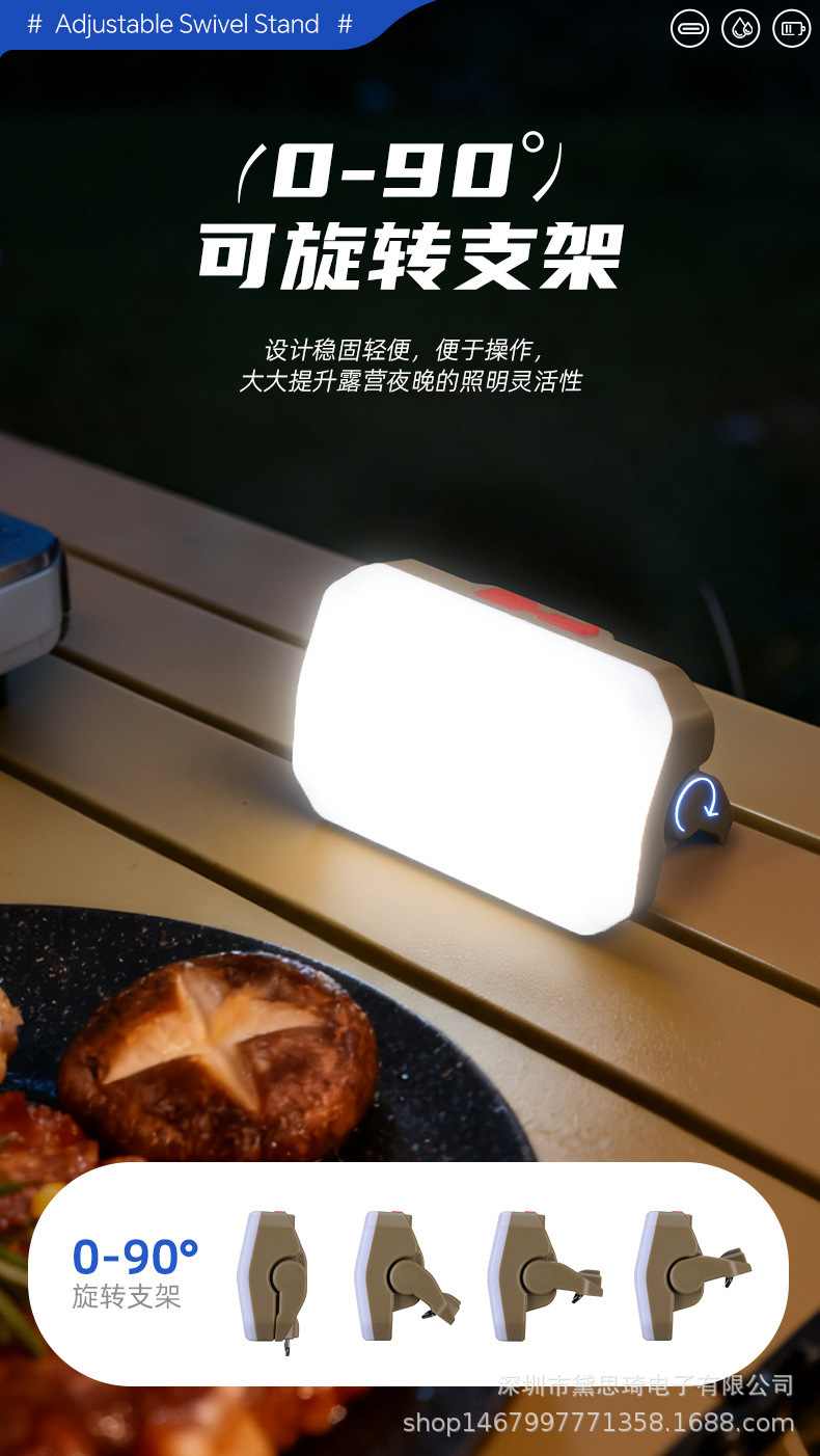 New Led High-Intensity Flashlight, Outdoor Maintenance Work Light, Portable Clip-On Cap Light, 360-Degree Rotating Multi-Functional Cob Light