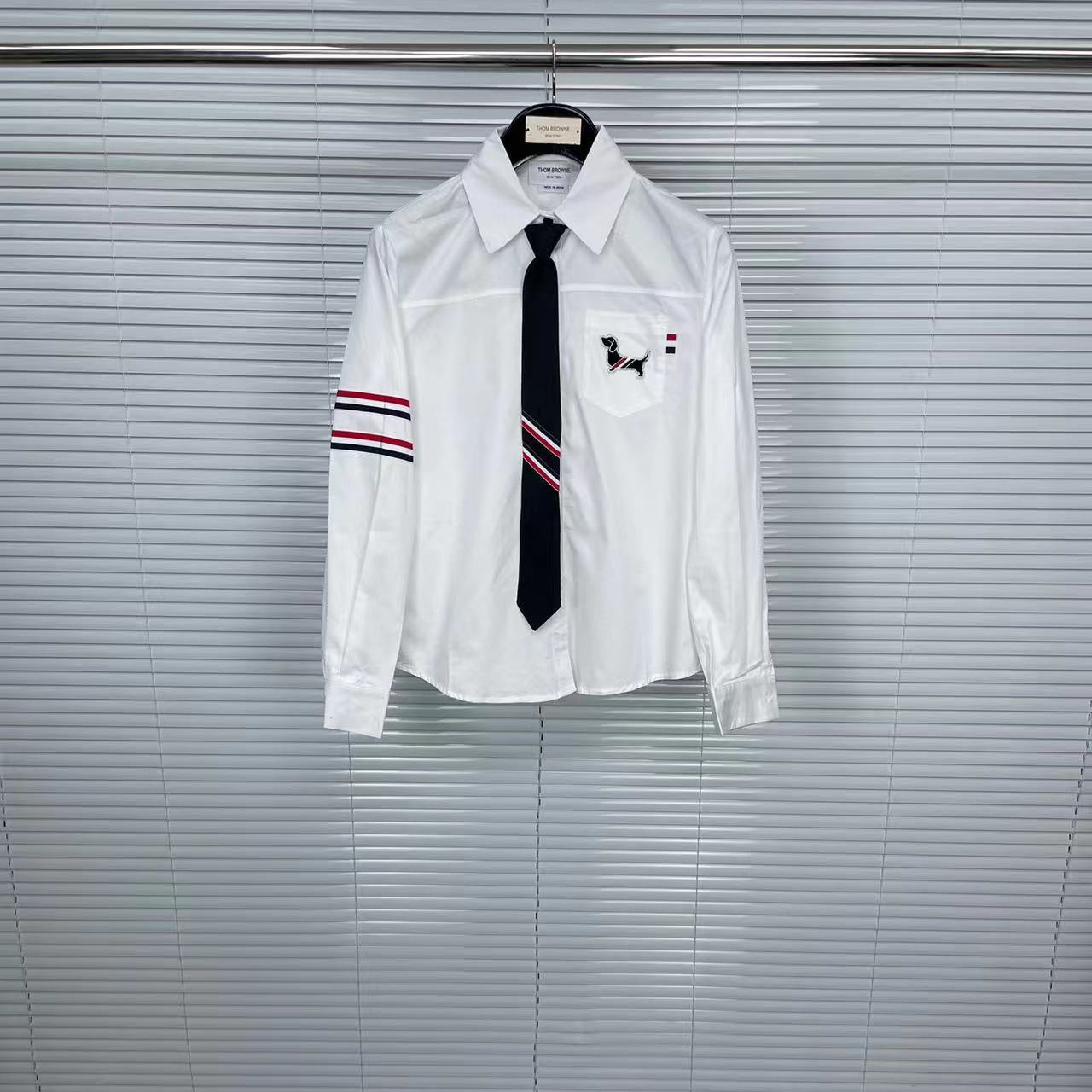 Tb Preppy Style Single Arm Color Striped Webbing Age-Reducing Long-Sleeved Casual Shirt Women's Loose Jk Uniform Shirt Autumn and Winter Top