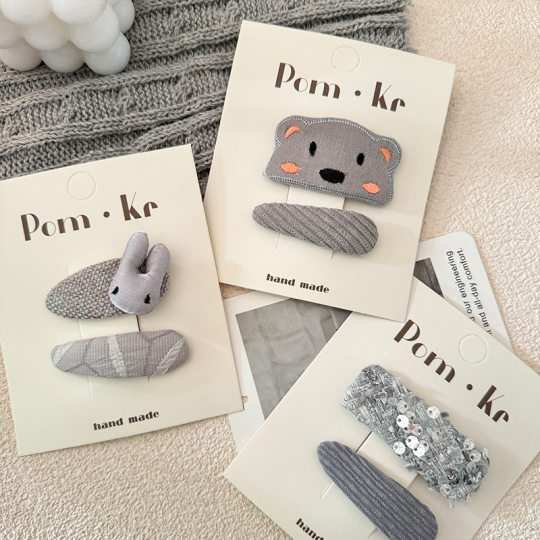 Korean style simple high-grade gray cartoon rabbit polka dot five-pointed star baby hairpin sweet cute all-match hair accessories