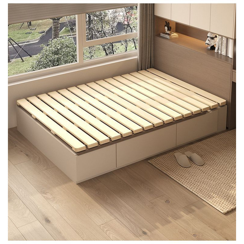 Solid Wood Bed Frame Bed Board Row Frame Tatami Mattress Floor Covering Breathable Moisture-Proof Foldable Pine Bed Frame Supply