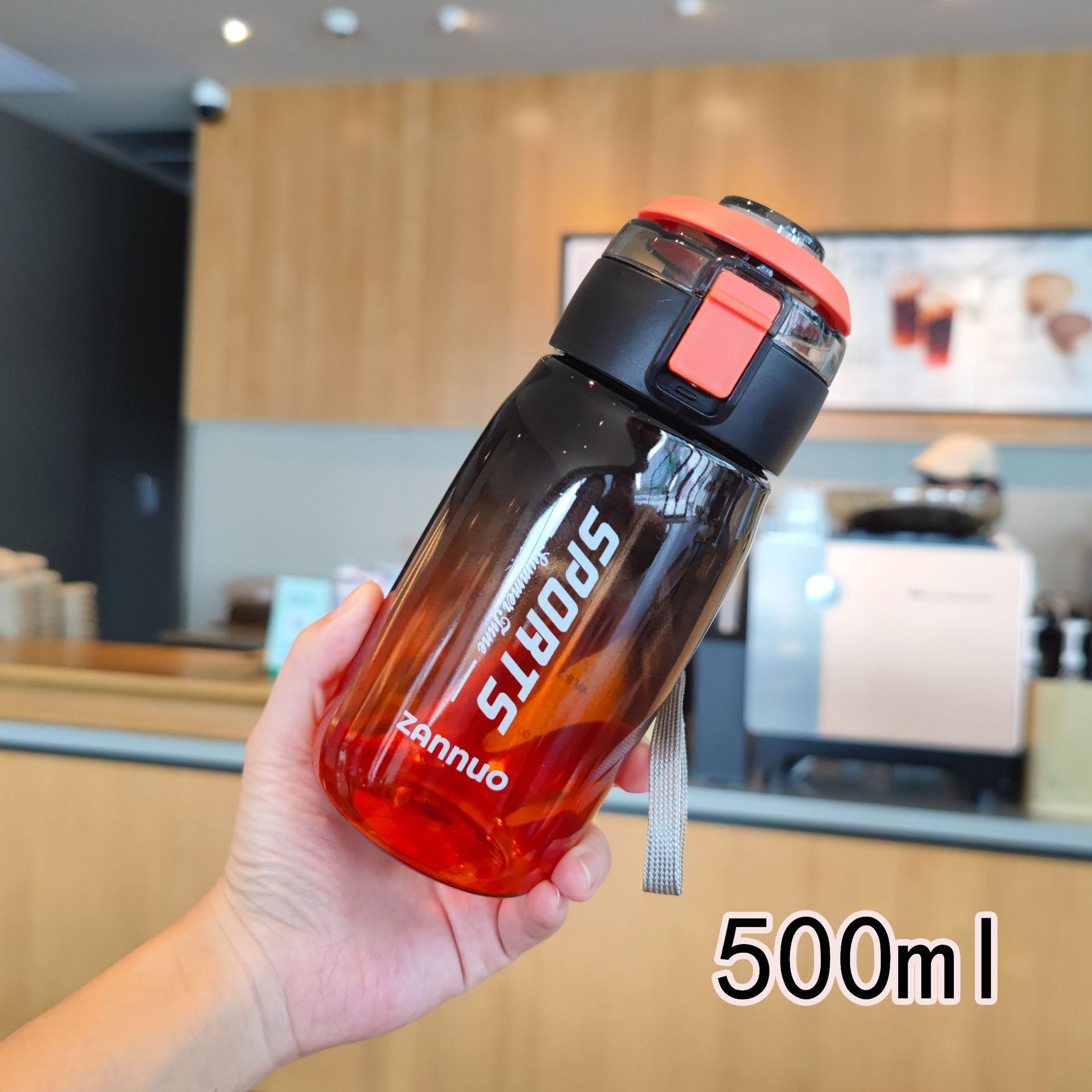 Nuevo verano colorido mango portátil PC taza de agua de plástico con cerradura macho y hembra botella de agua potable directa al por mayor 500ml