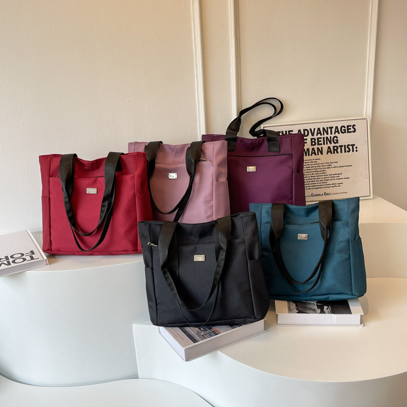 跨境帆布包包女包新款大容量牛津布包绣线通勤托特包单肩包批发