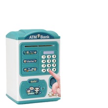 智能卡通儿童音乐自动卷钱ATM储蓄罐指纹解锁存钱罐保险箱灯玩具