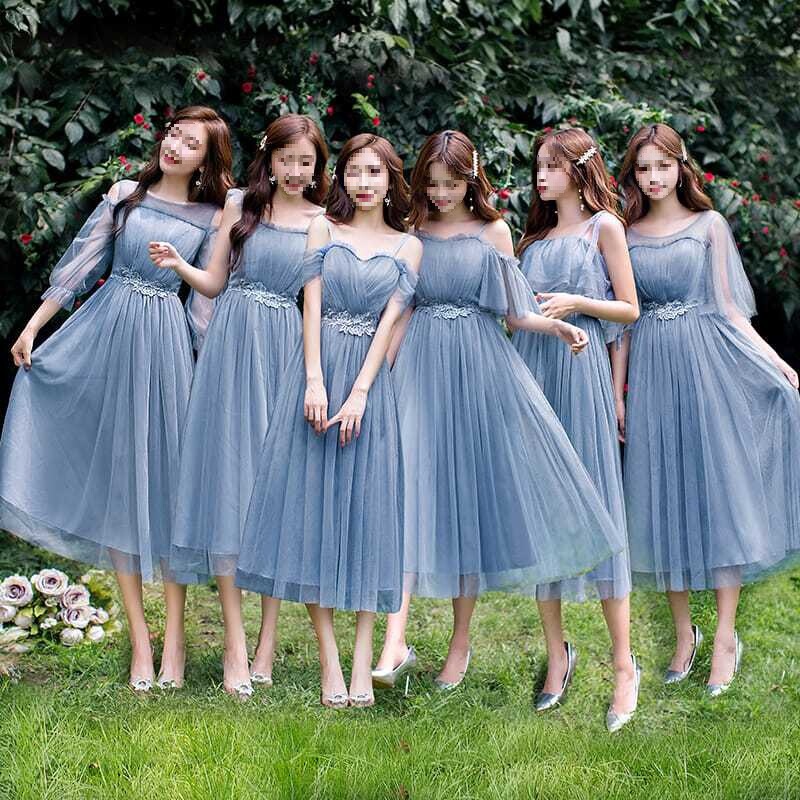 2025 Banquet Fairy Bridesmaid Dress Mid-Length Sister Performance Host Chorus Dress Feminine Group Graduation New Style