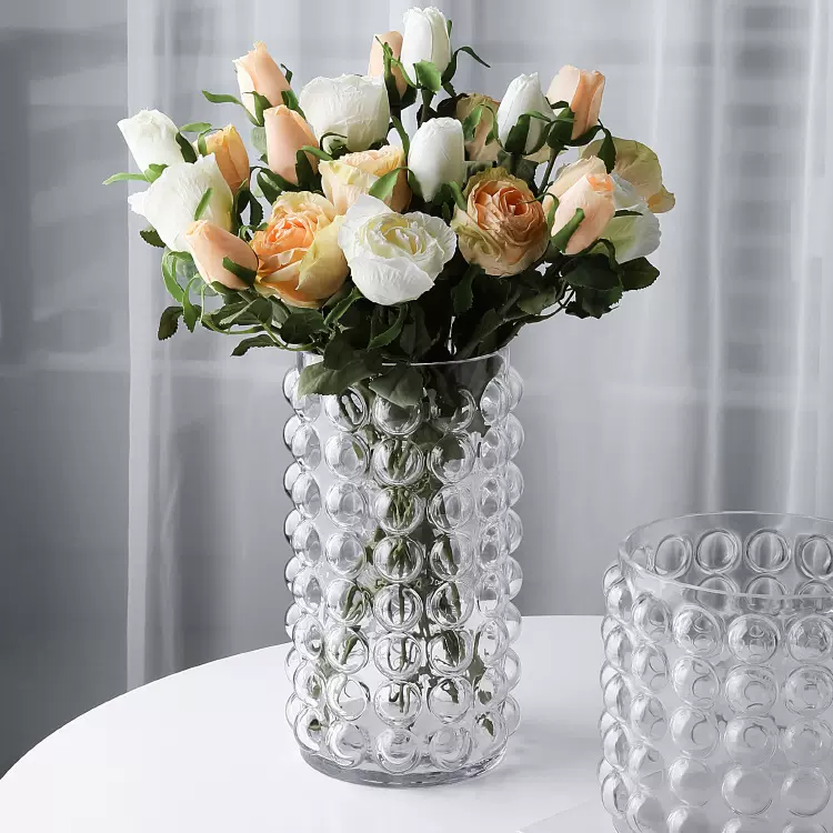 北欧创意泡泡玻璃花瓶水培玻璃花器简约轻奢客厅餐桌家居装饰摆件
