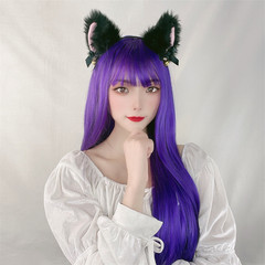 Ladies' Purple Long Hair Lolita Style, Lifelike Long Straight Wigs—Made of Durable Fiber, Full Headpiece Available for Drop Shipping