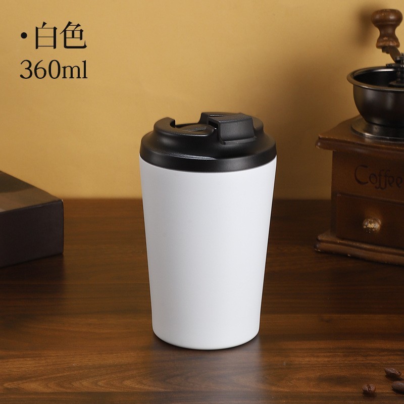 跨境爆款304不锈钢保温杯12oz简约咖啡杯带刻度牛奶杯美式随手杯|undefined