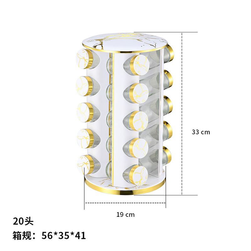 Botella de condimento de cocina estante conjunto redondo mármol estante de condimento de acero inoxidable estante giratorio