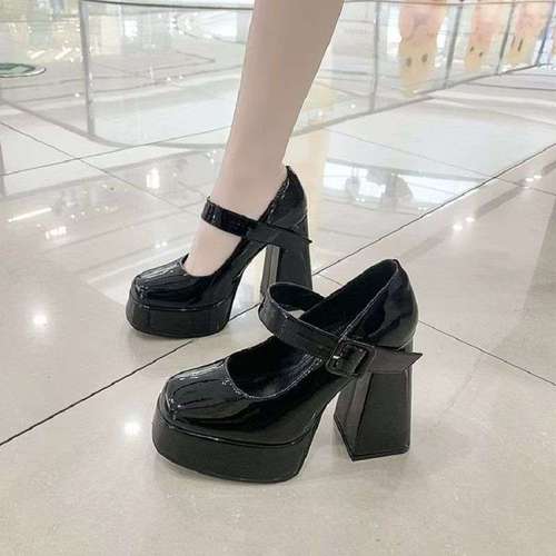 French-style petite stiletto Mary Jane shoes for women, black, with a design sense, American high heels, niche.