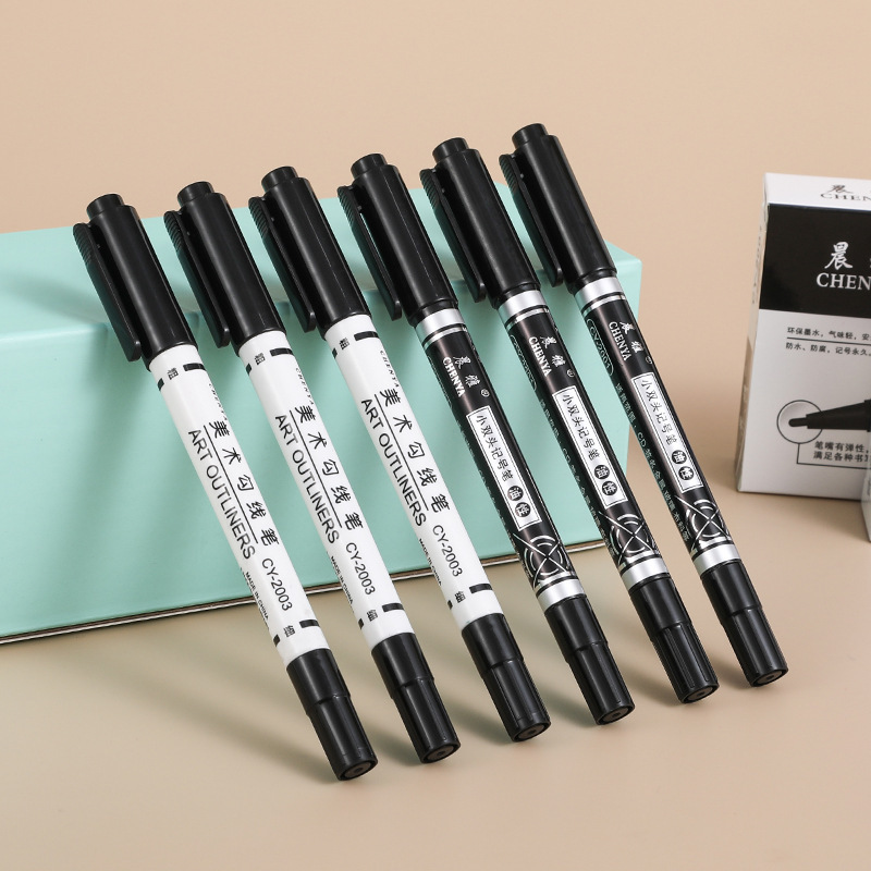 Gran capacidad de arte pluma gancho negro bosquejo pintura al óleo pluma de dibujo de secado rápido pintura sin decoloración pluma marcador