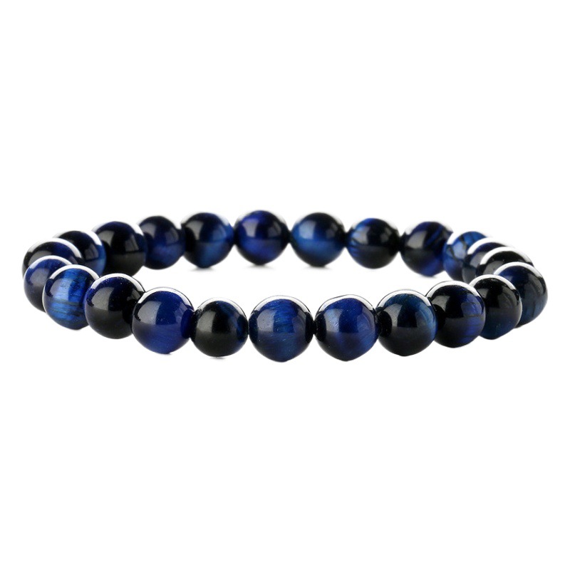 Pulsera de piedra de ojo de tigre natural transfronterizo europeo y americano pulsera de cuentas de piedra de ojo de tigre de color de grado 3A pulsera terminada al por mayor