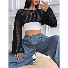 K 67370 Women's hollow knit sweater cardigan Ůʿ�U��ᘿ�ë
