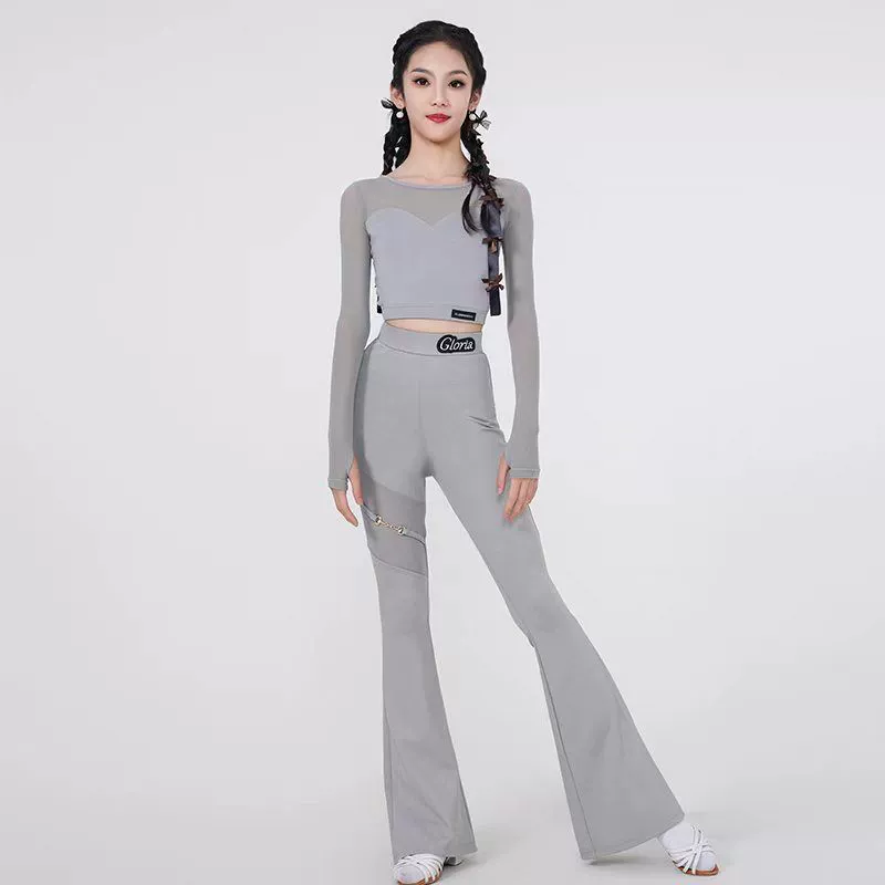 Латинская танцевальная одежда новая женская сетка топ труба брюки для детей латинские часы