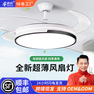 Inverter Invisible Fan Light Living Room Dining Room Household 2025 New Hanging Fan Light Bedroom Integrated Electric Fan Chandelier
