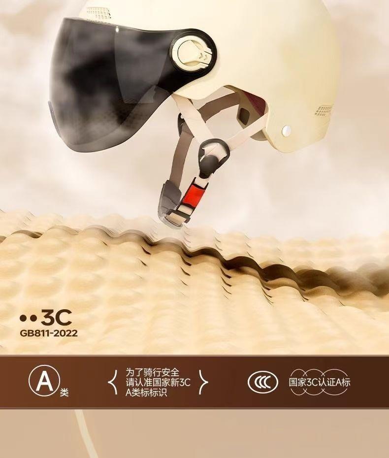 New National Standard Certified Electric Vehicle Helmet for Men and Women, Motorcycle Safety Helmet, Universal for All Seasons, Sun Protection, Summer Half Helmet