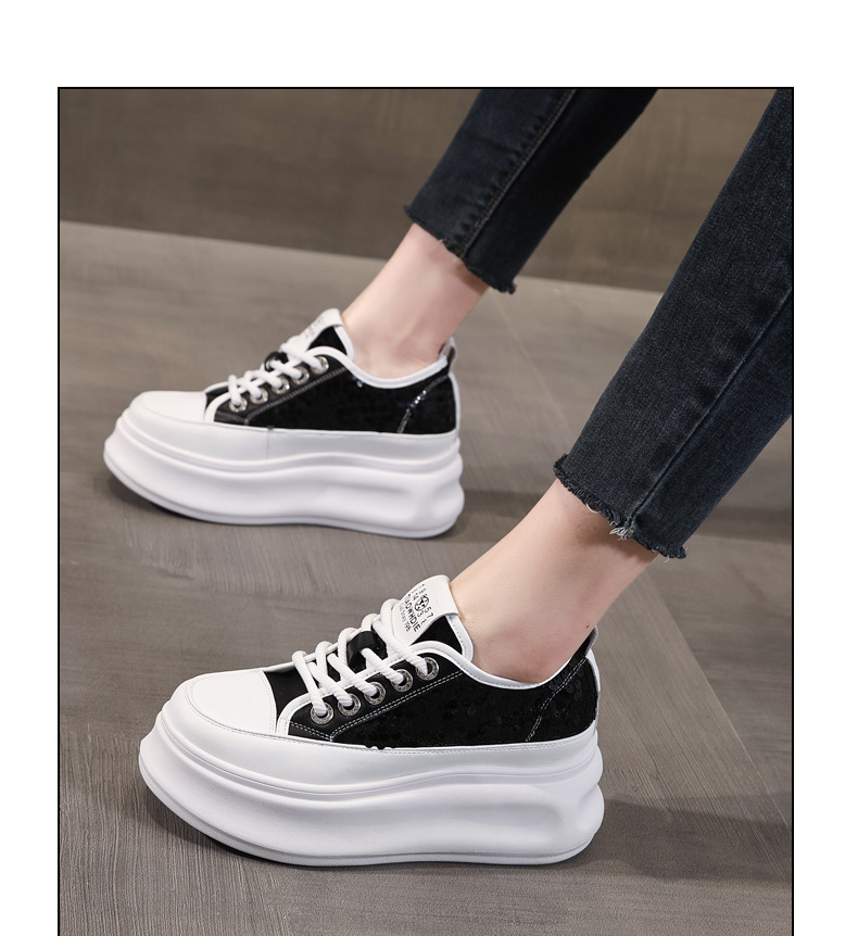 Giày sneaker nữ đế dày chunky mặt lưới phối trắng đa năng — Màu đen chi tiết 12