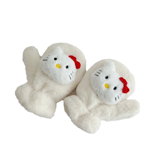 Cute cat plush gloves for women in winter  new versatile Korean style student furry scarf to keep warm in winter