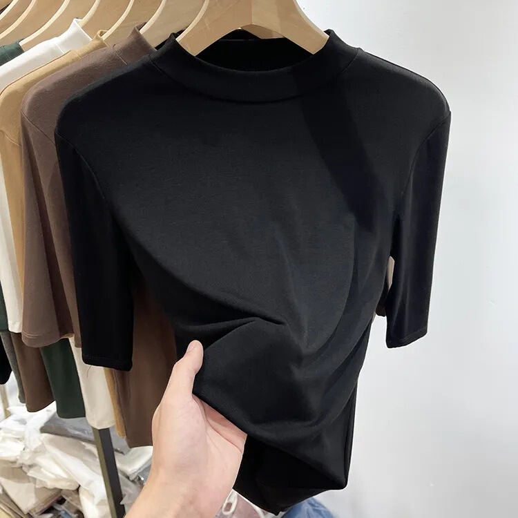 超手触りモーデール純色百合マスクtシャツ女性春夏新作痩せ中袖上着tシャツシャツファッション|undefined