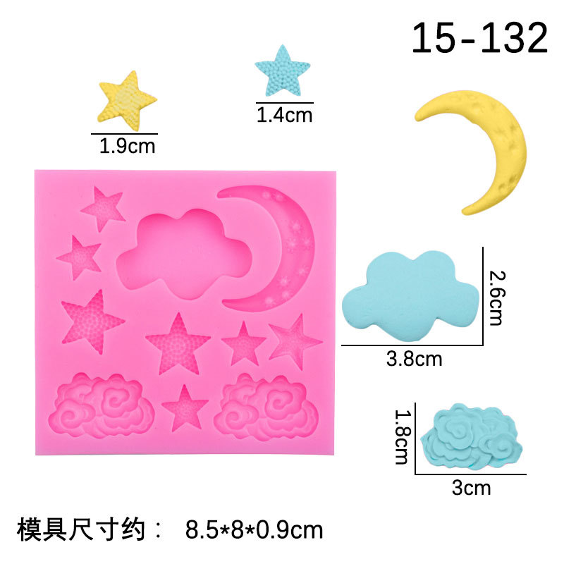 DIY nuevo blanco nube estrella Luna epoxi molde fondant pastel molde de silicona chocolate epoxi molde de arcilla