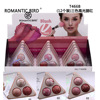 [ 12 Pcs] T466B Tricolor triangle baking Highlight Blush Rouge Brighten ROMANTIC BIRD New products