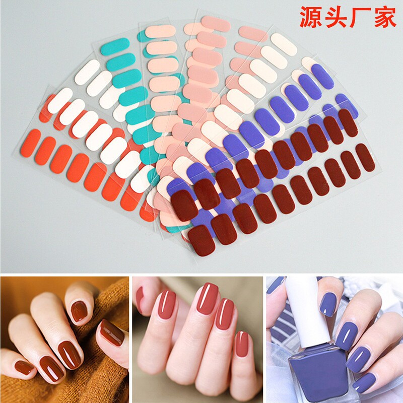 Solid Color Gel Uv Light Solid Nail Art Stickers Nail Lamp Simple Gel European and American Cross-Border Hot Nail Stickers Factory
