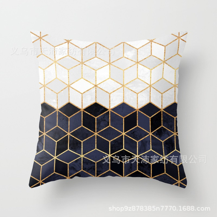 Funda de almohada personalizada con logotipo corporativo, funda de cojín geométrica de Amazon, terciopelo piel de melocotón, cojín para sofá de sala de estar, moderno y minimalista