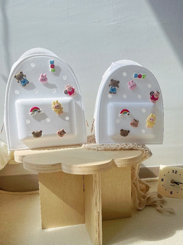 Moda coreana de color caramelo mochila gelatina mochila de silicona textura caricatura para padres e hijos lindos niños mochila de almacenamiento