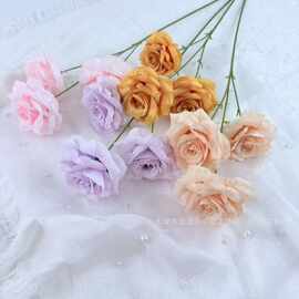 3头钻石玫瑰仿真花 玫瑰花墙瀑布假花绢花花束婚礼堂装饰插花批发