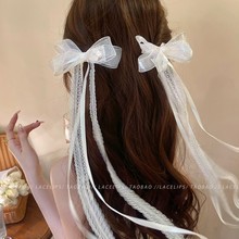 可盐可甜~芭蕾风丝带绑发蝴蝶结发夹女款2025新款甜美鸭嘴夹头饰