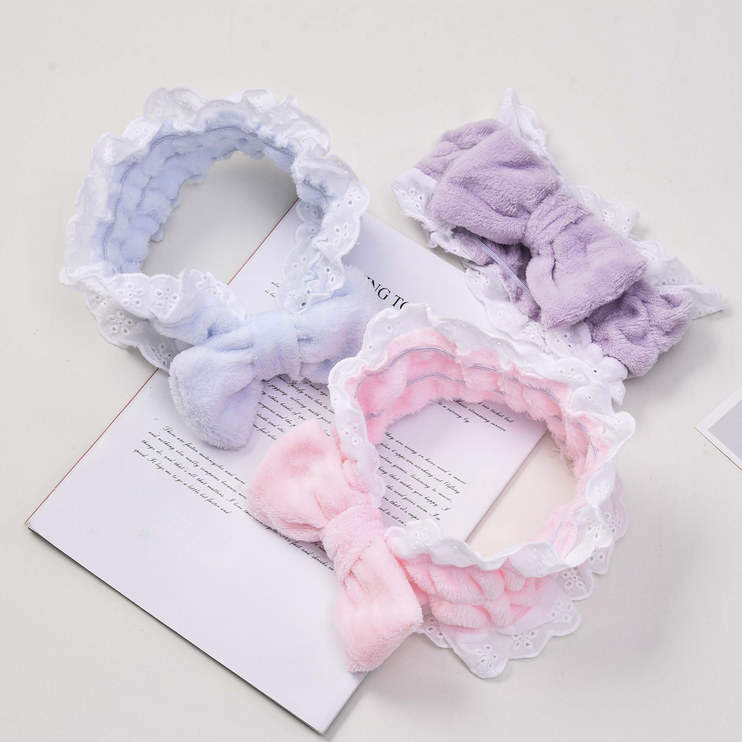 Japonés ins conejo encaje arco banda de pelo Internet celebridad lavado de cara tocado Casa de la muchacha de ala ancha diadema