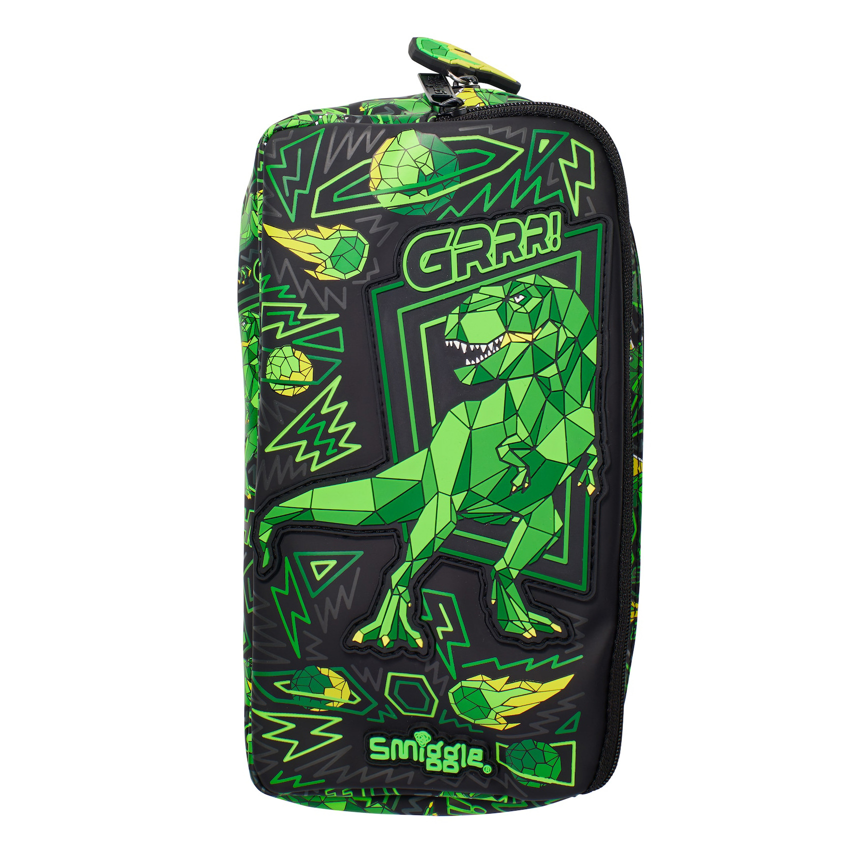 Green double-layer pencil case, tyrannosaurus Rex