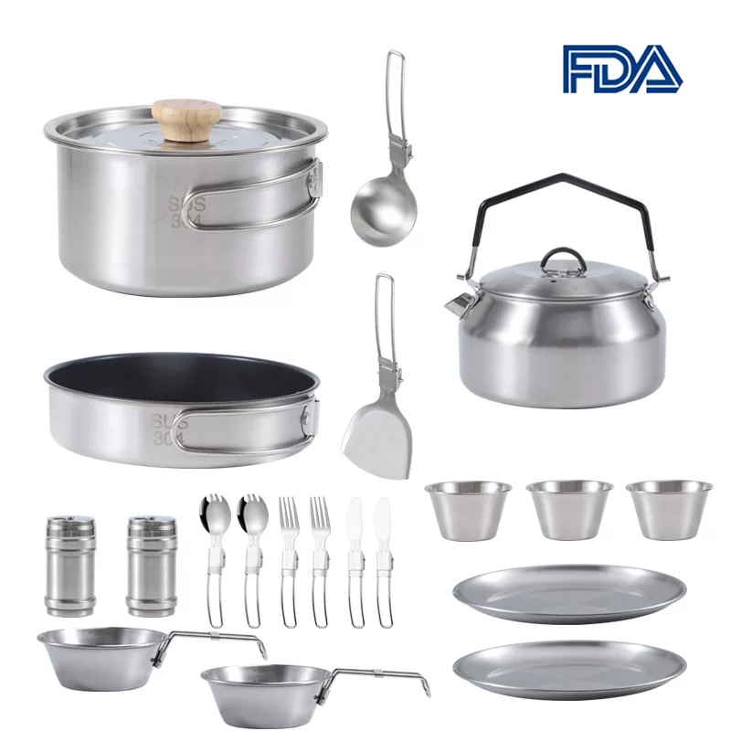 Travel handheld universal storage system stainless steel for camping, set