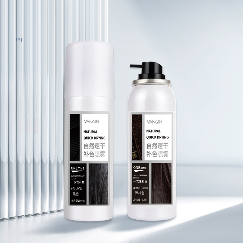 Manufacturer wholesale non-damaging disposable hair color spray to cover white hair, black granny gray hair color spray