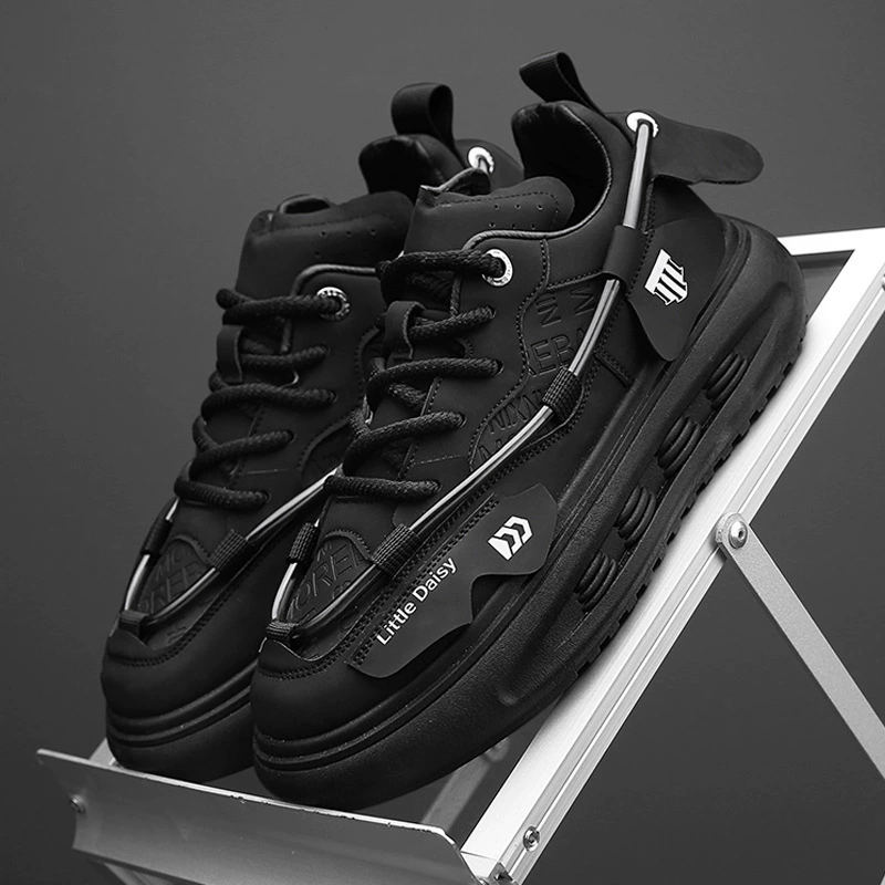 Осенняя мужская обувь 2023 новый модный дышащий мужской толстой подошве спортивный бег сплошной цвет низкая верхняя обувь мужская обувь