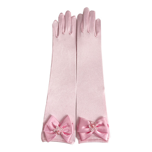 Flower Girl Wedding Gloves Children's Dress Accessories Bows Performance Yinuofang Factory Direct Sales