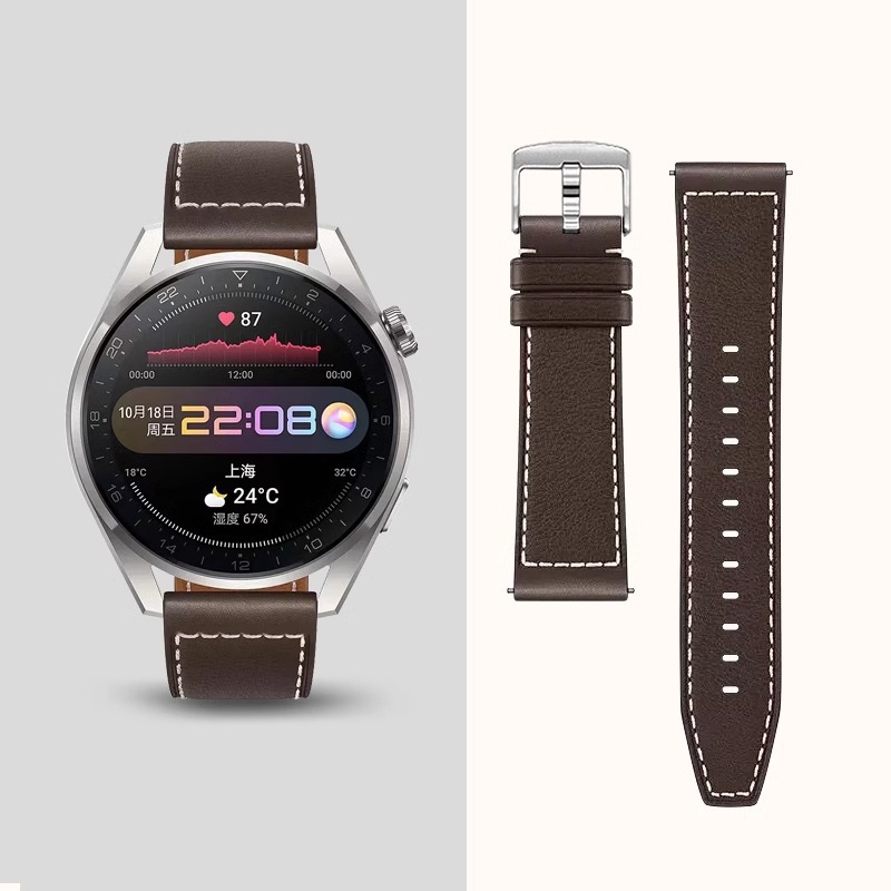For Huawei watch3pro Watch with watch4 Leather Strap gt3\gt4\gt2 Leather Bracelet 22mm