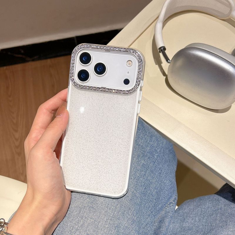 点钻圈适用iPhone17PM手机壳苹果16promax保护套15三合一实色闪粉|undefined