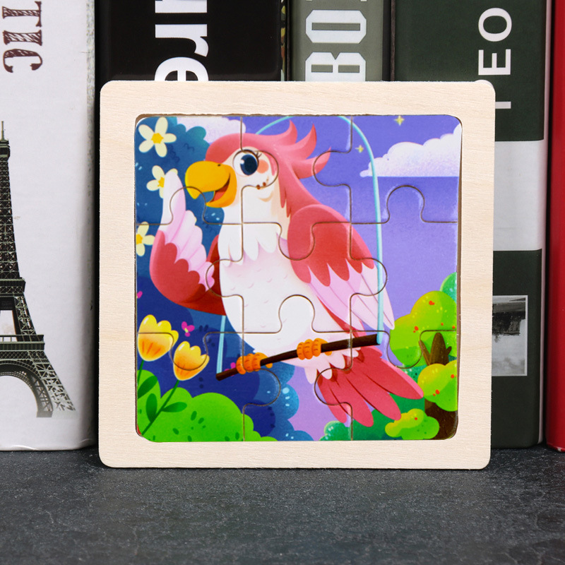 Puzzle pequeño plano de madera de 9 piezas Animal Ocean Traffic Kindergarten Educación temprana Juguetes educativos Puzzle simple de entrada