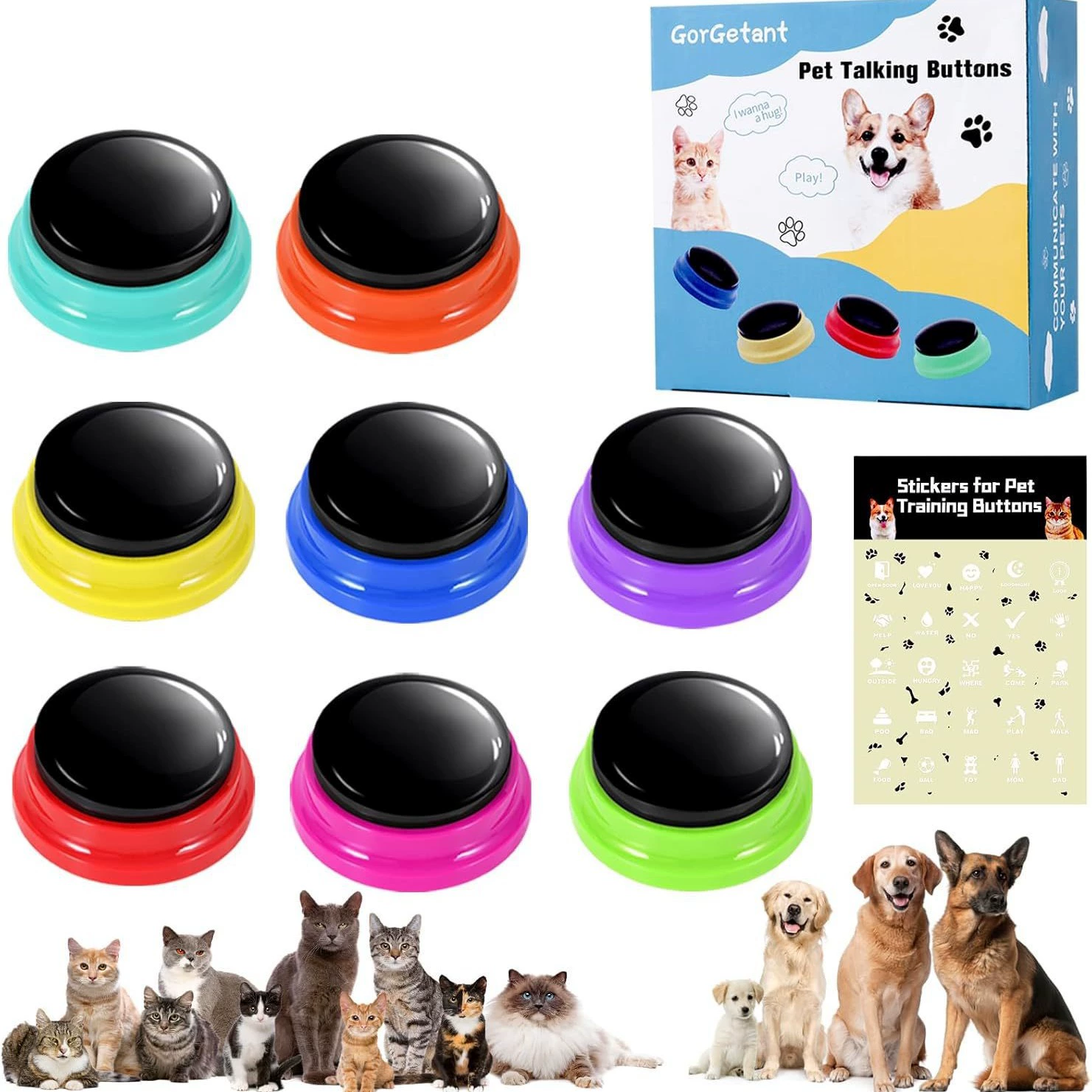 Кнопка для общения с домашними животными Кнопка собака говорит, голосовая связь, голосовая игрушка, запись клавиш, тренировочный колокольчик