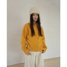 EVERTRUE 100%羊毛女秋冬季新款韩版连帽长袖纯色开衫上衣35289